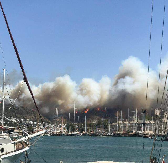 Bodrum'daki yangına müdahale sürüyor! Kova kova su taşıdılar