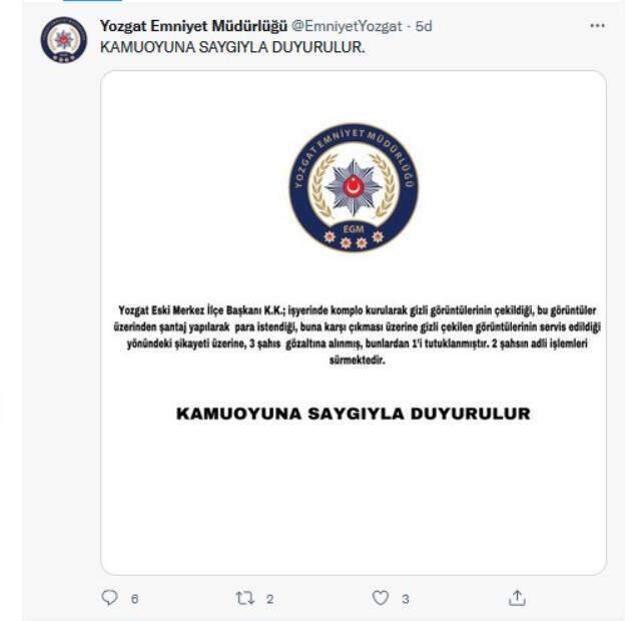 Uyuşturucu kullandığı iddia edilen AK Partili eski başkanla ilgili Yozgat Emniyet Müdürlüğü'nden açıklama