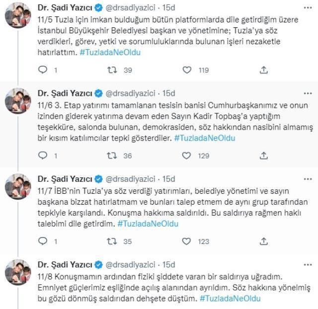 İBB'nin açılışında saldırıya uğrayan Tuzla Belediye Başkanı Şadi Yazıcı'dan ilk açıklama