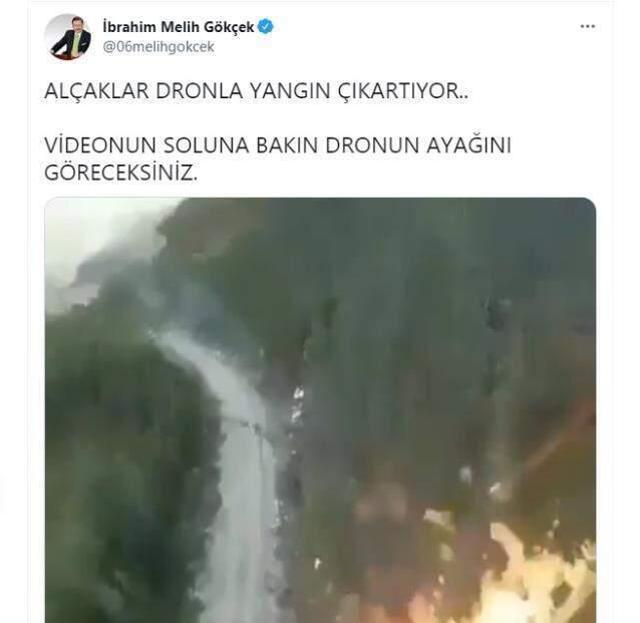 Melih Gökçek'in de paylaştığı ormana dronla alev püskürtme videosuna Emniyet Genel Müdürlüğü'nden yalanlama