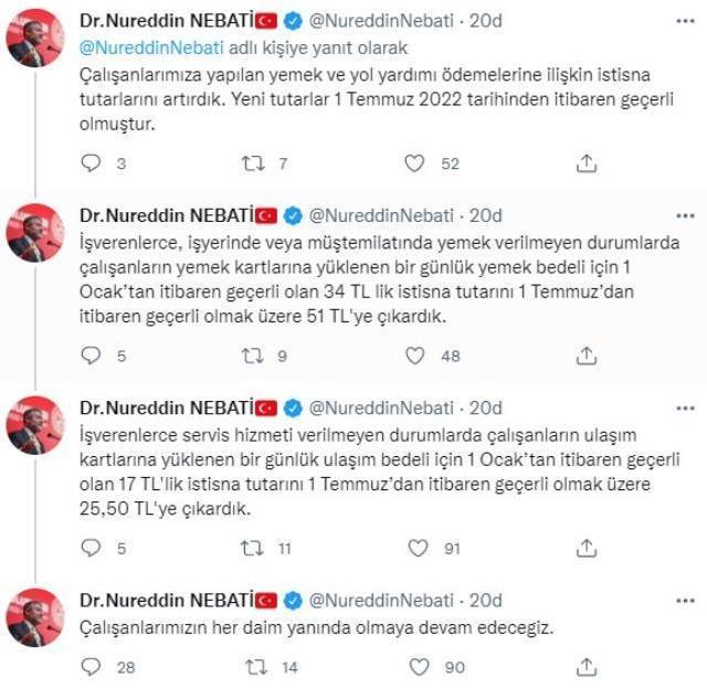 Son Dakika! Çalışanların günlük yemek ücreti 34 liradan 51 liraya, yol ücreti ise 17 liradan 25,5 liraya yükseltildi