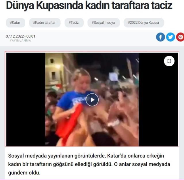 Katar'da düzenlenen Dünya Kupası'nda kadın taraftara yönelik taciz anını yansıtan görüntü yeni değil