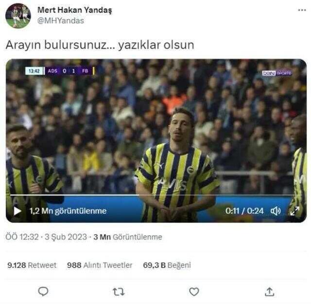 Arayın bulursunuz! İptal olan gol sonrası paylaşım yapan Mert Hakan sosyal medyayı yıktı