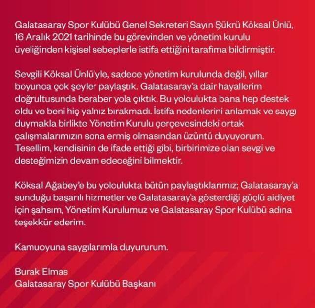 Galatasaray yönetimindeki istifaların sebebi ne? Burak Elmas'tan çarpıcı açıklama