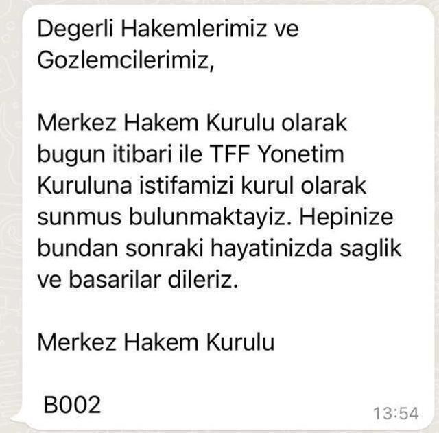 MHK Başkanı Serdar Tatlı görevi bıraktığını hakemlere SMS ile iletti