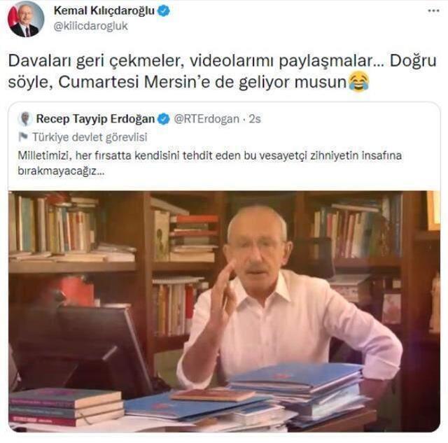 Cumhurbaşkanı Erdoğan videosunu paylaştı, Kılıçdaroğlu'ndan yanıt geldi: Mersin'e de geliyor musun?