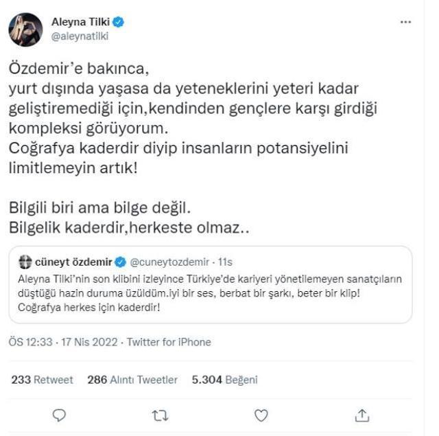 Aleyna Tilki'den kendisini eleştiren Cüneyt Özdemir'e sert tepki: Bilgelik kaderdir, herkeste olmaz