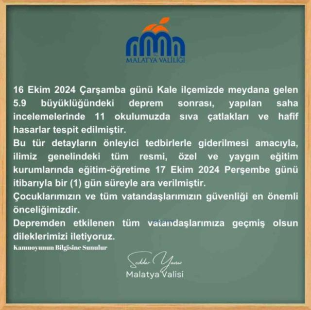 Malatya'da yarın okullar tatil mi? SON DAKİKA!