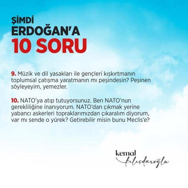 Son Dakika: Kendisine yöneltilen sorulara yanıt veren Kılıçdaroğlu'ndan Cumhurbaşkanı Erdoğan'a 10 soru