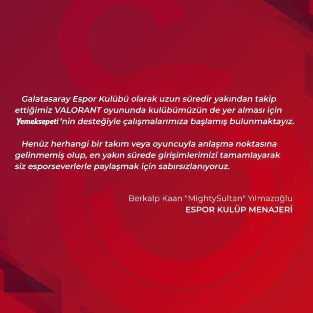Galatasaray Espor, Valorant'ta mücadele etmeye hazırlanıyor