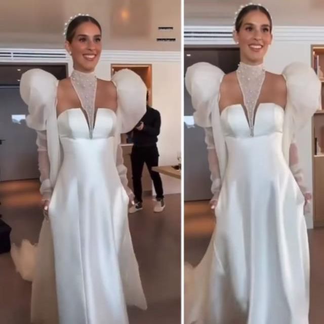 Her detayı ayrı bomba! Hamile olan sosyetik güzel evlendi, gelinliğine yorum yağdı