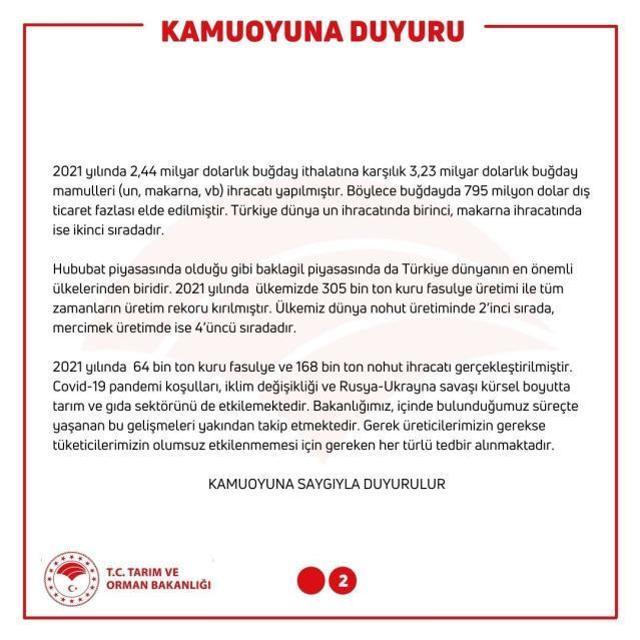 Bakanlıktan 'buğday ithalatı' iddiasına yalanlama
