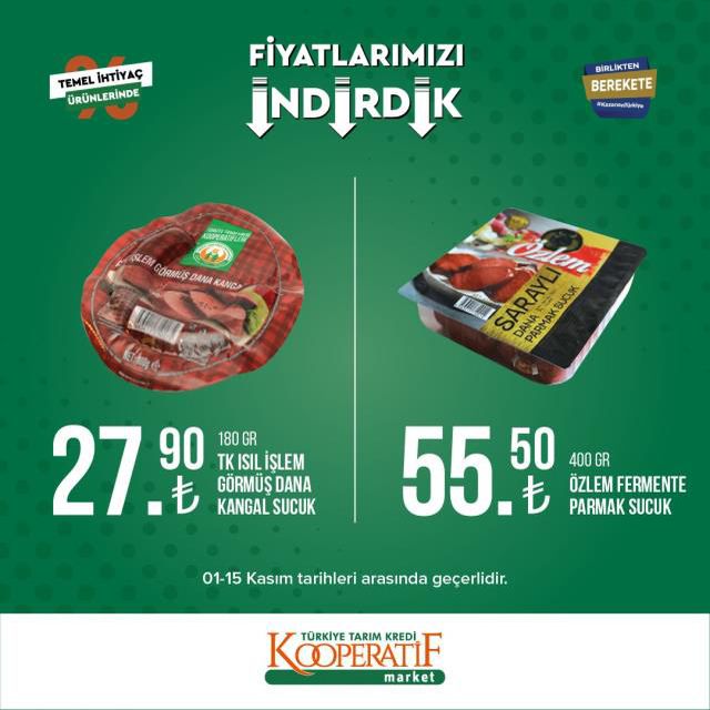 Tarım Kredi marketlerinde yeni indirim kampanyası! İşte fiyatı düşen ürünler
