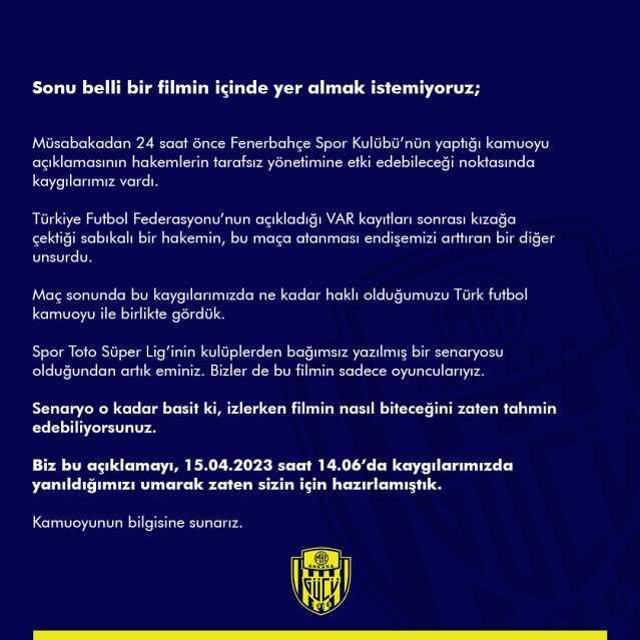 Ankaragücü yönetimi ateş püskürdü: Burada sinema filmi oynandı, F.Bahçe'nin vicdanı rahat mı?