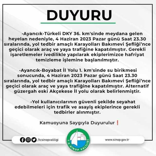 Sinop'ta okullar tatil mi? Valilik açıklama yaptı mı? 5 Haziran bugün Sinop Ayancık, Türkeli, Gerze, Boyabat'ta okul var mı, yok mu?