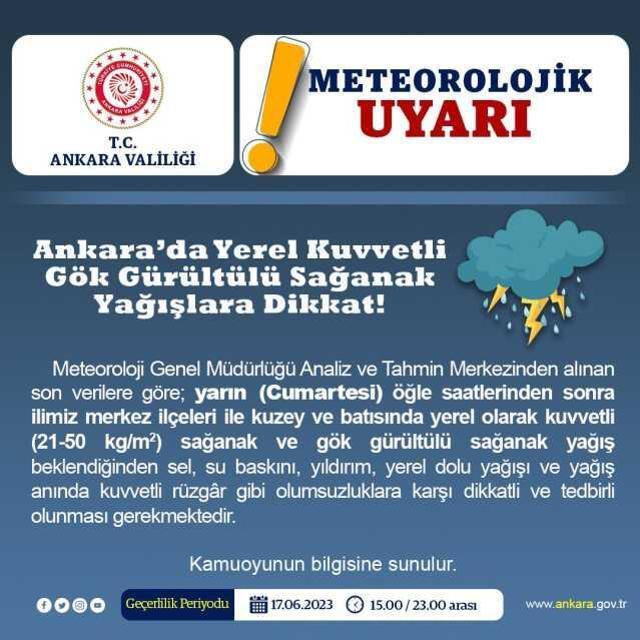 İstanbul ve Ankara Valiliği'nden peş peşe sağanak yağış uyarısı: Sel ve su baskınlarına karşı tedbirli olalım
