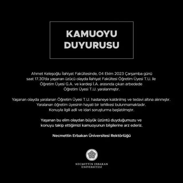 Konya'da Üniversite Öğretim Üyesi Tabancayla Yaralandı