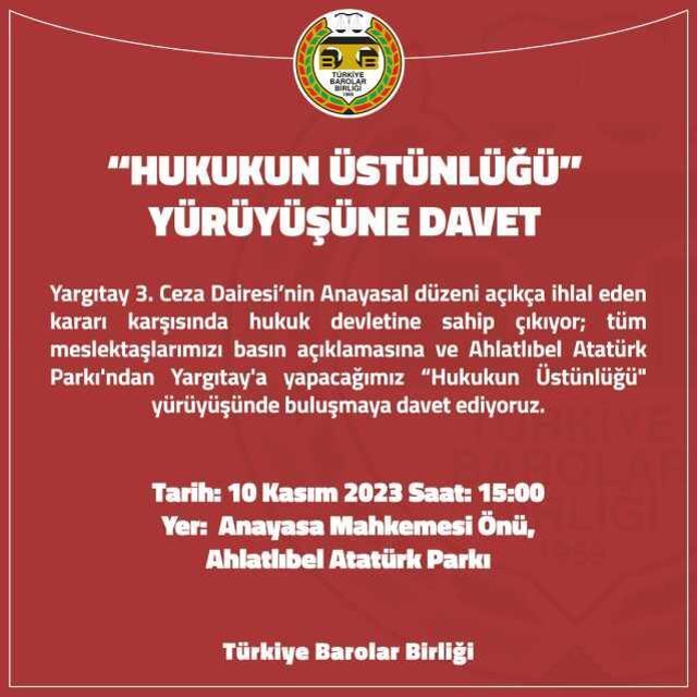 TBB'nin yürüyüşüne CHP Genel Başkanı Özgür Özel'den destek: Tüm Ankaralıları davet ediyorum