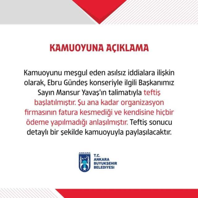 Büyükşehir Ebru Gündeş'e ne kadar ödedi? ABB, Mansur Yavaş'ın son talimatını açıkladı