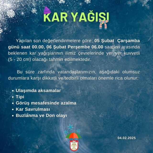 Sivas okullar tatil mi? SON DAKİKA 5 Şubat Çarşamba Sivas'ta okul yok mu (Sivas Valiliği Açıklaması – KAR TATİLİ)?