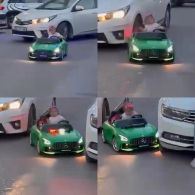 Akülü araçlı çocuğa otomobil çarptı