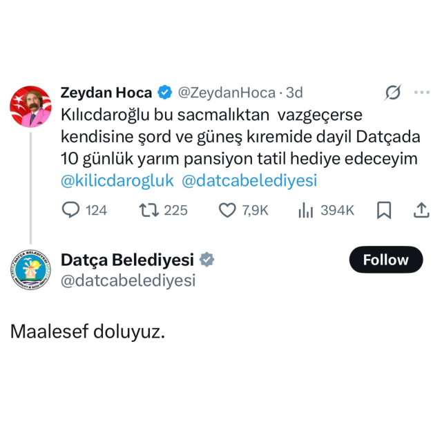 Datça Belediyesi Çalışanının İşten Çıkarılmasına Tepki: 'Görevine İade Edilmesi Beni Memnun Eder'