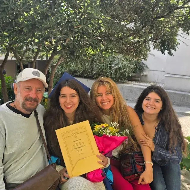 Ege Aydan'ın Gurur Dolu Aile Tablosu: Kızı Öyküm Mezuniyet Sevinci