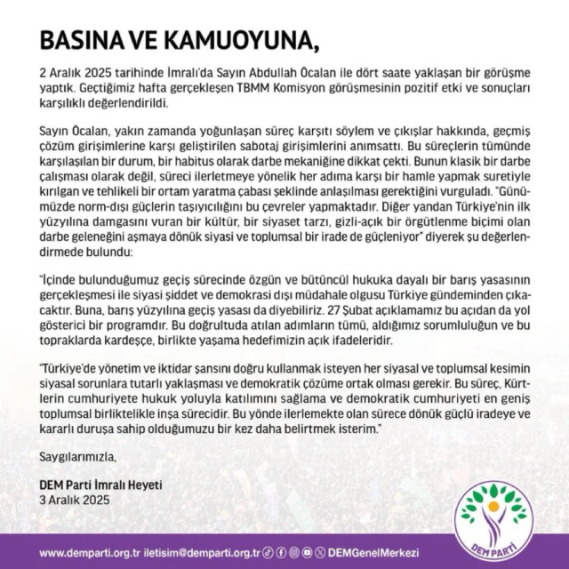 Öcalan'dan yeni mesaj! İsim vermeden Bahçeli iddiasına yanıt verdi