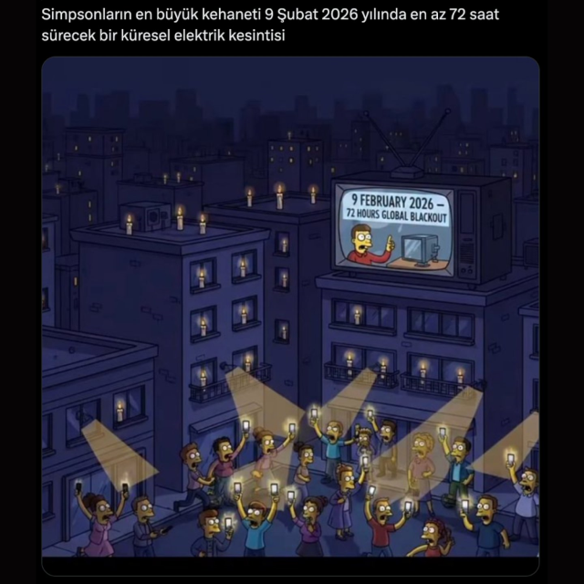 9 Şubat 2026 elektrik kesintisi kehaneti nedir, Simpsonslar 9 Şubat Pazartesi elektrikler mi kesilecek?