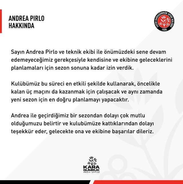 Pirlo Karagümrük'ten ayrıldı mı? Pirlo Karagümrükten neden ayrıldı?