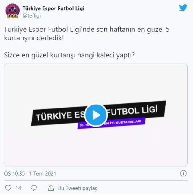 Türkiye Espor Futbol Ligi'nde 30. haftanın en güzel golleri ve kurtarışları paylaşıldı!