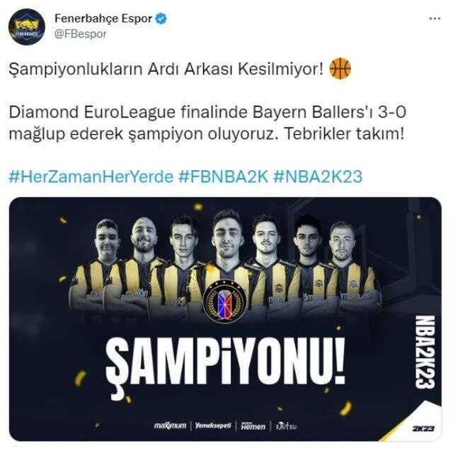 Diamond EuroLeague şampiyonu Fenerbahçe Espor oldu