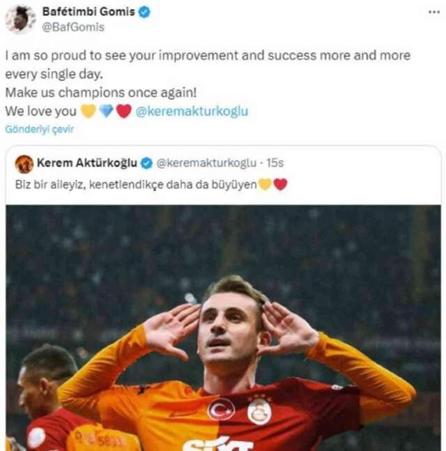 Eski Galatasaraylı Bafetimbi Gomis'ten Kerem Aktürkoğlu paylaşımı