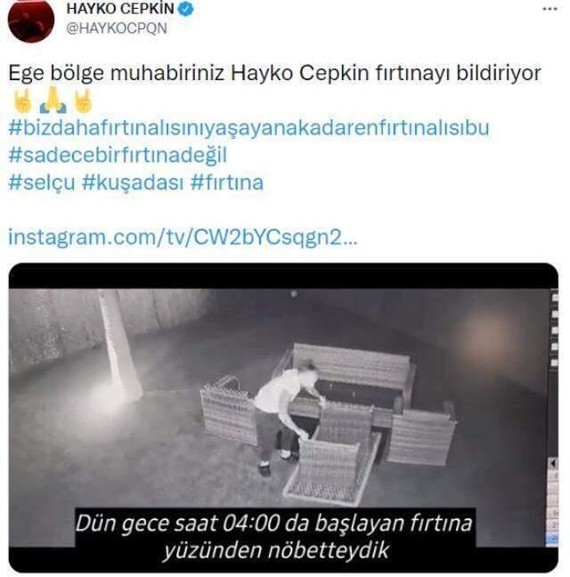 Hayko Cepkin'in fırtına ile imtihanı! Gece yarısı devrilen eşyalarını kurtarmaya çalıştı
