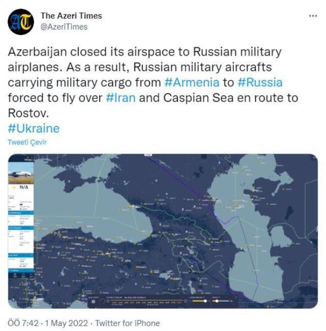 Azerbaycan hava sahasını Rus askeri uçaklara kapattı