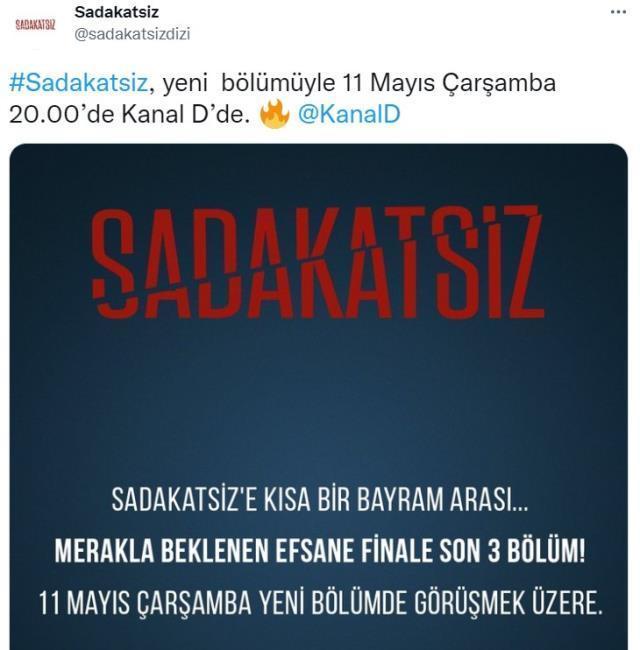 Sadakatsiz bu hafta yok mu, var mı? Sadakatsiz neden yok? Bugün Sadakatsiz var mı? Sadakatsiz bu akşam neden yok?
