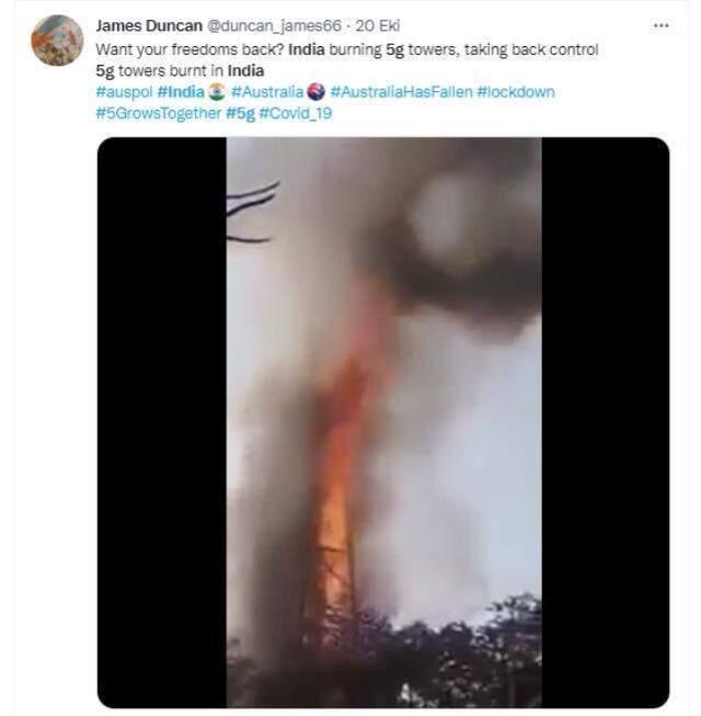 Hindistan'da halkın 5G kulesini yaktığı iddiası