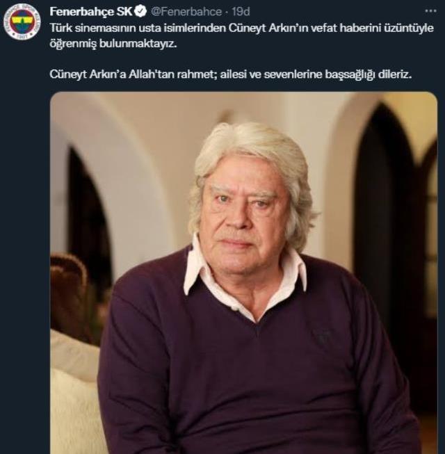 Efsane aktör Cüneyt Arkın hayatını kaybetti! Süper Lig'in dev kulüpleri bu acı kayba kayıtsız kalmadı