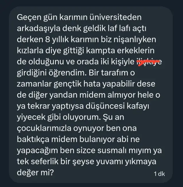 8 yıllık karısının ihanetini yıllar sonra öğrenen adam: İki kişiyle ilişkiye girmiş