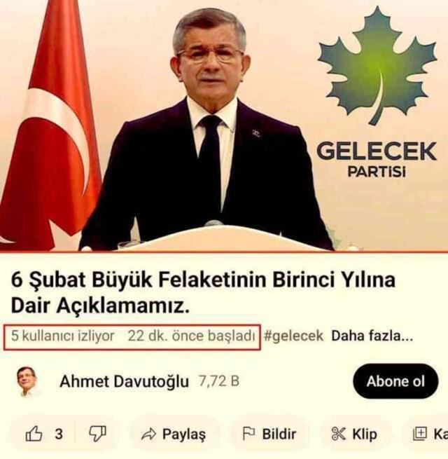 Ahmet Davutoğlu'nun açtığı yayını yalnızca 5 kişi izledi! Durumu fark eden herkes aynı soruyu yöneltti