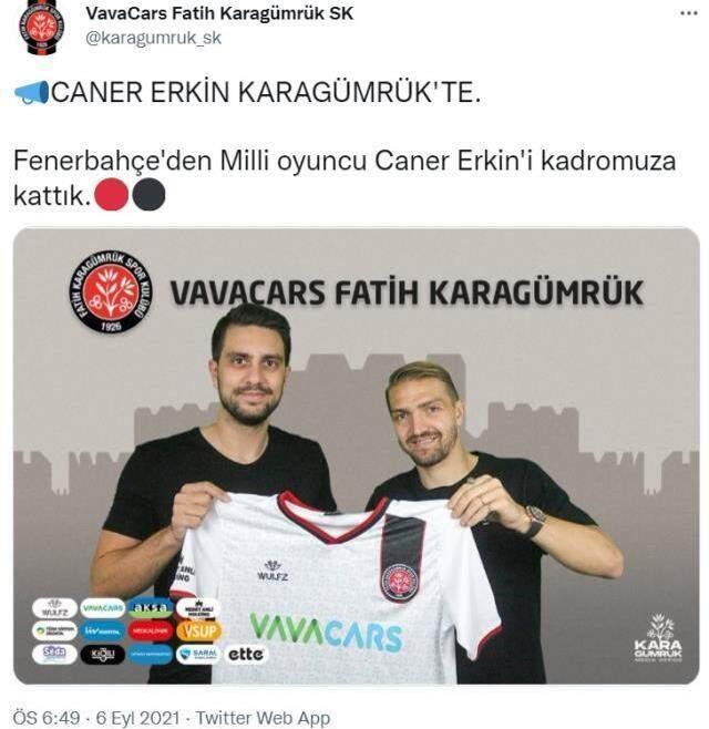 Son Dakika: Fatih Karagümrük, Caner Erkin'i resmen renklerine bağladı