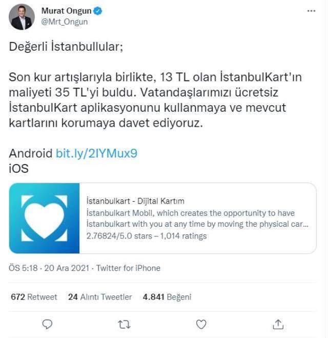 İBB'den maliyetlerin yükselmesi nedeniyle vatandaşlara İstanbulKart çağrısı