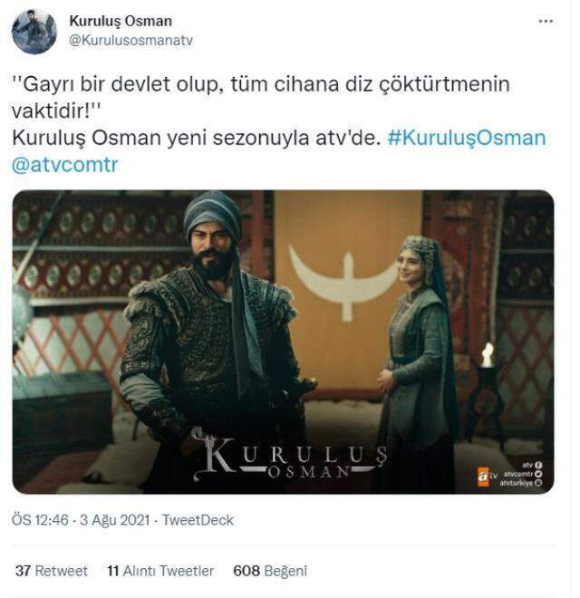 Kuruluş Osman yeni sezon (3. sezon) ne zaman? Dizinin yeni sezonu ne zaman başlayacak? Kuruluş Osman üçüncü sezon hangi ay, gün başlıyor?