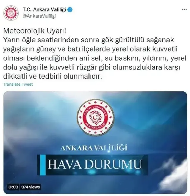 Meteoroloji, Ankara dahil 5 ili sel ve su baskınına karşı dikkatli olunması konusunda uyardı