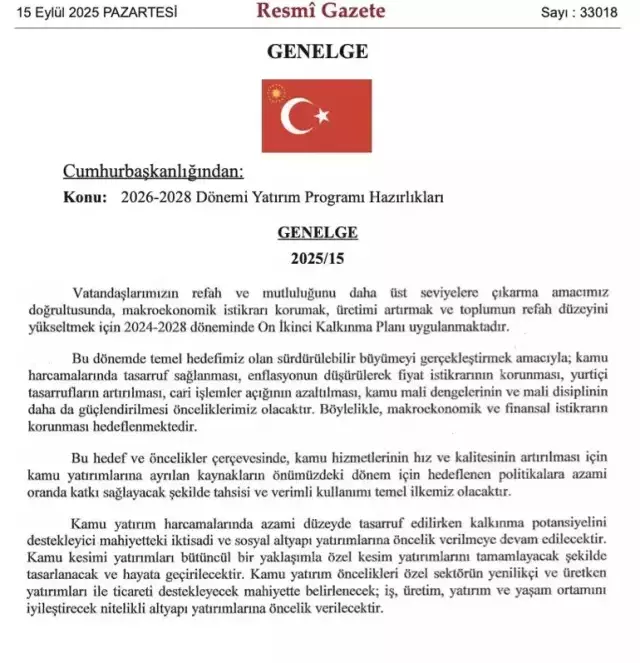 Cumhurbaşkanı Erdoğan imzaladı! Yatırım hazırlığı genelgesi Resmi Gazete'de