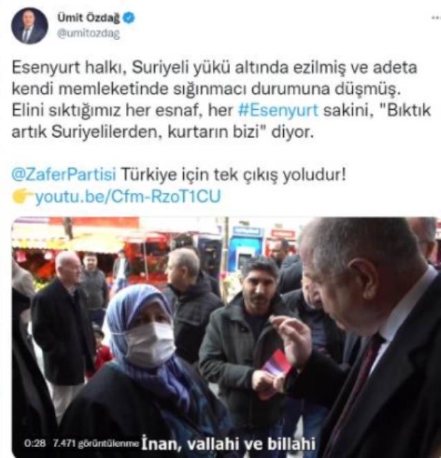 Zafer Partisi Genel Başkanı Ümit Özdağ'ın 'Sizi göndereceğiz' dediği Suriyeli gencin tepkisi dikkat çekti: İnşallah