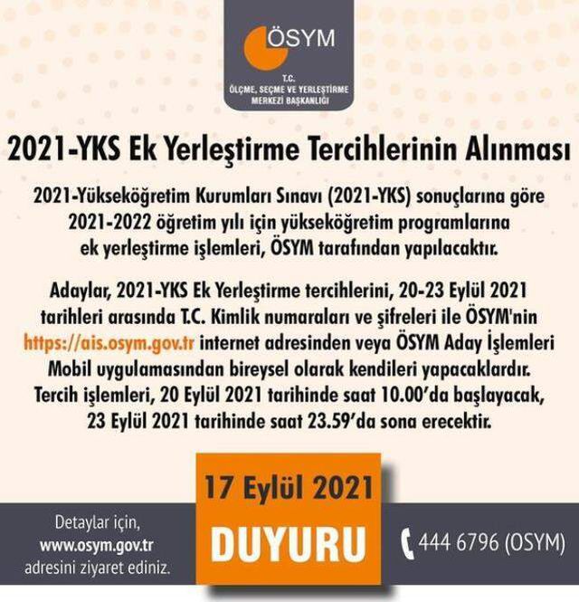 Ek tercihler ne zaman? 2021 YKS 140 puan ek tercih tarihleri!