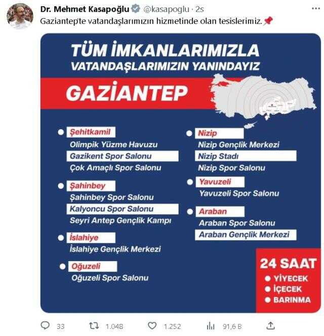 Depremzedeler için hizmet veren tesisler nerede, adresleri var mı? 7 Şubat 2023 depremzedeler için açık olan tesisler neresi?
