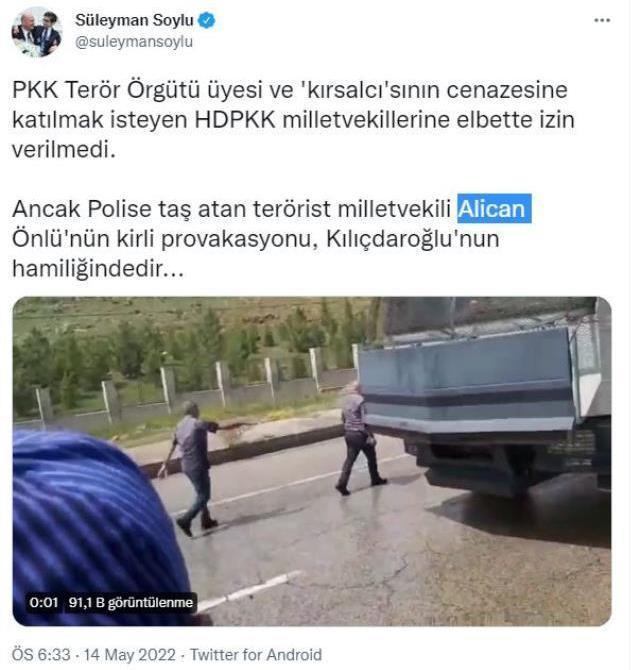 Son dakika! 'Polise taş atan terörist milletvekili Alican Önlü'nün kirli provokasyonu, Kılıçdaroğlu'nun hamiliğindedir'