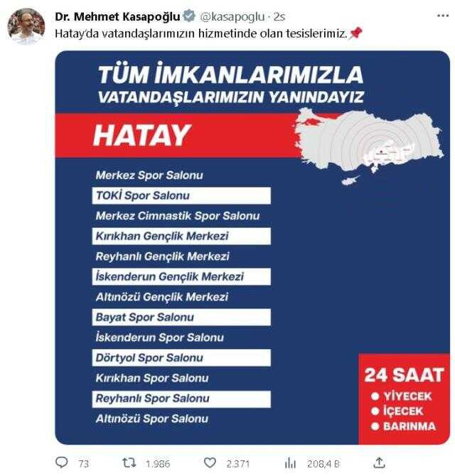 Depremzedeler için hizmet veren tesisler nerede, adresleri var mı? 7 Şubat 2023 depremzedeler için açık olan tesisler neresi?